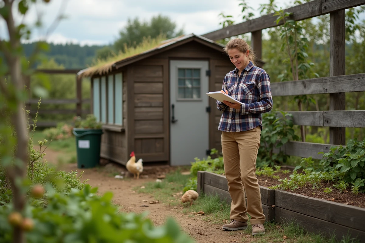 Femme note dans un petit carnet près d