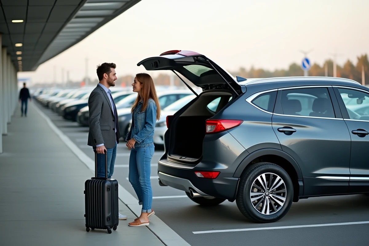 Jeune couple vérifiant le coffre d